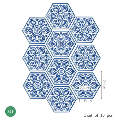 Self Adhesive Vinyl Floor Tile Stickers Colorful Patterns Waterproof Peel & Stick Non Slip Flooring Stickers Hexagon Shape Designs Multi-packs