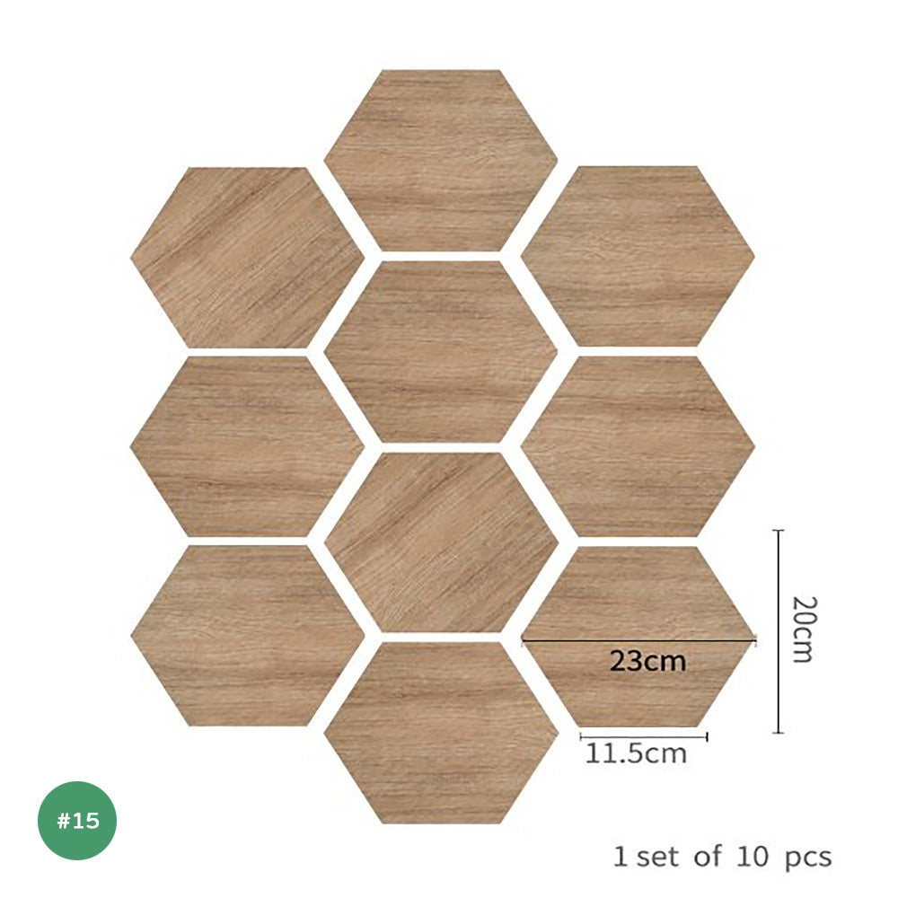 Self Adhesive Vinyl Floor Tile Stickers Colorful Patterns Waterproof Peel & Stick Non Slip Flooring Stickers Hexagon Shape Designs Multi-packs