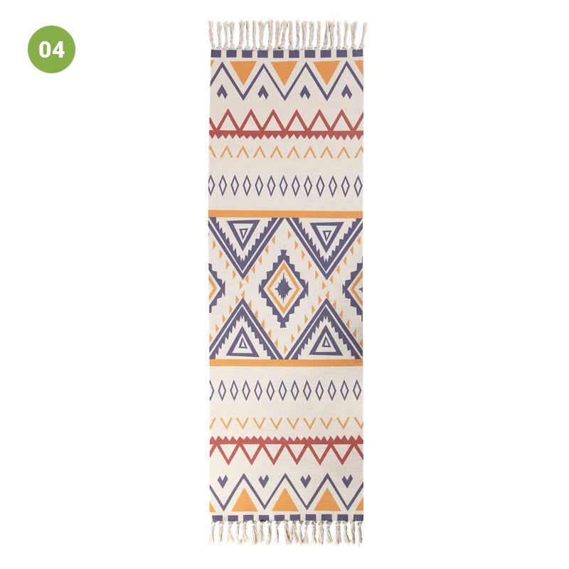 Modern Ethnic Style Linen Tassel Woven Rug Geometric Design Area Rug Carpet Floor Mat For Living Room Dining Bedroom Room Decor