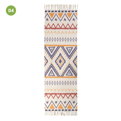 Modern Ethnic Style Linen Tassel Woven Rug Geometric Design Area Rug Carpet Floor Mat For Living Room Dining Bedroom Room Decor