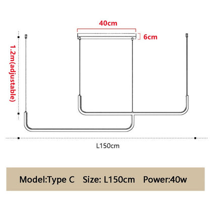Modern Minimalist LED Chandelier Lighting Abstract Slimline Linear Light Fitting For Above Kitchen Island Worktop Dining Room Table Lighting Contemporary Home Decor