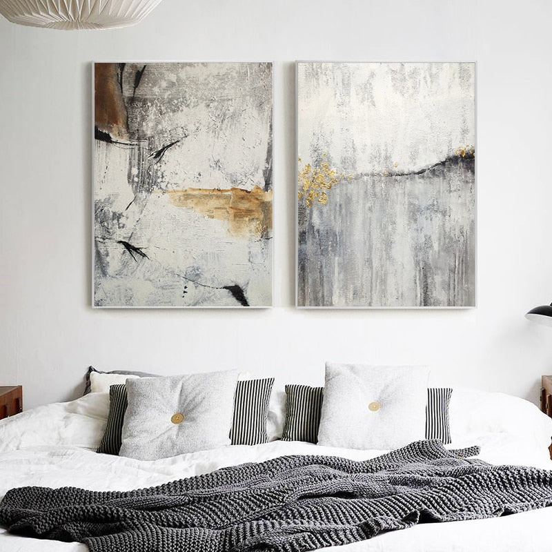Shades Of Gray Abstract Wall Art Fine Art Canvas Prints Contemporary Minimalist Pictures For Urban Loft Apartment Living Room Home Office Interior Decor