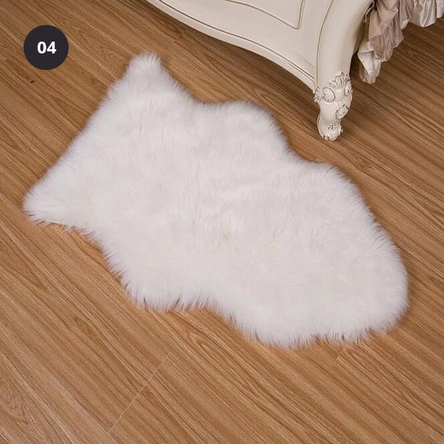 Shaggy Sheepskin Fluffy Rug Faux Fur Carpet Mat For Living Room Bedroom Bath Rug Washable Realistic Decorative Faux Fur Rug