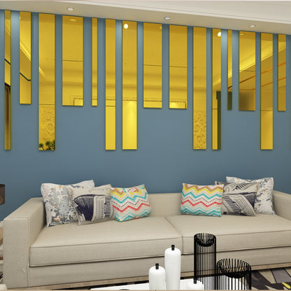 Simple Mirrored Lines Acrylic Wall Decals Sticky-Back Removable Wall Stickers For Creative Artistic DIY Home Art Loft Apartment Wall Decor 10pcs