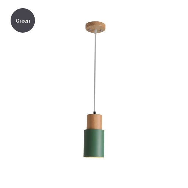 Simple Nordic Wood & Aluminum Pendant Lamps For Kitchen Bar Restaurant Diner Hanging Lights Minimalist Style Pastel Colored Light Fittings For Home/Office