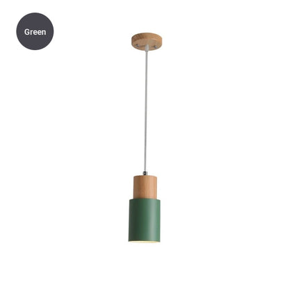 Simple Nordic Wood & Aluminum Pendant Lamps For Kitchen Bar Restaurant Diner Hanging Lights Minimalist Style Pastel Colored Light Fittings For Home/Office