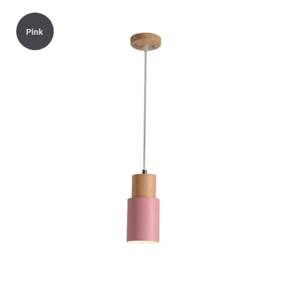 Simple Nordic Wood & Aluminum Pendant Lamps For Kitchen Bar Restaurant Diner Hanging Lights Minimalist Style Pastel Colored Light Fittings For Home/Office