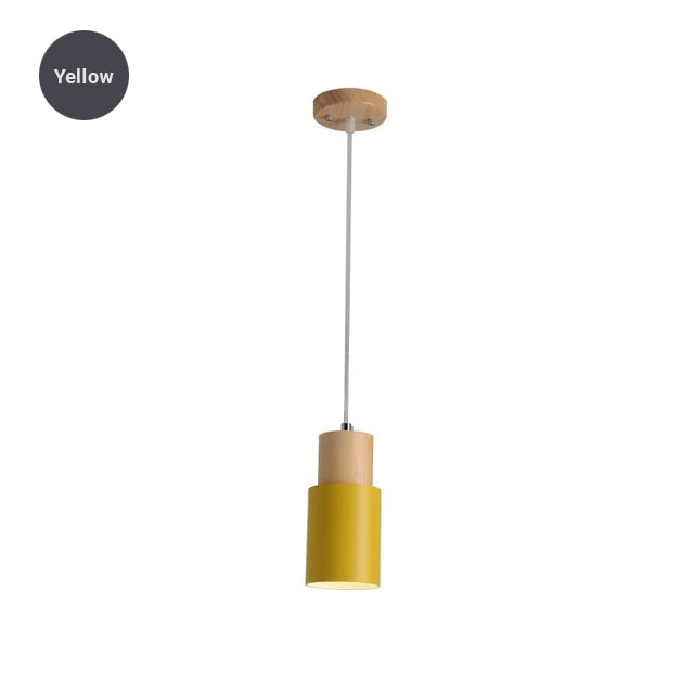 Simple Nordic Wood & Aluminum Pendant Lamps For Kitchen Bar Restaurant Diner Hanging Lights Minimalist Style Pastel Colored Light Fittings For Home/Office
