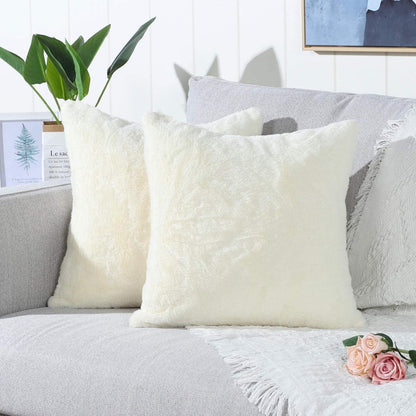 Soft Faux Fur Cushion Cover Sofa Throw Faux Rabbit Fur Cushion Case 45x45cm Pillow Cover For Sofa Settee Luxury Autumn Fall Winter Living Room Decor
