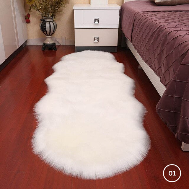 Soft Plush Faux Fur Sheepskin Rug Bedroom Bedside Carpet Fluffy Mat For Dressing Room Hotel Room Fashionable Cosy Warm Winter Home Decor