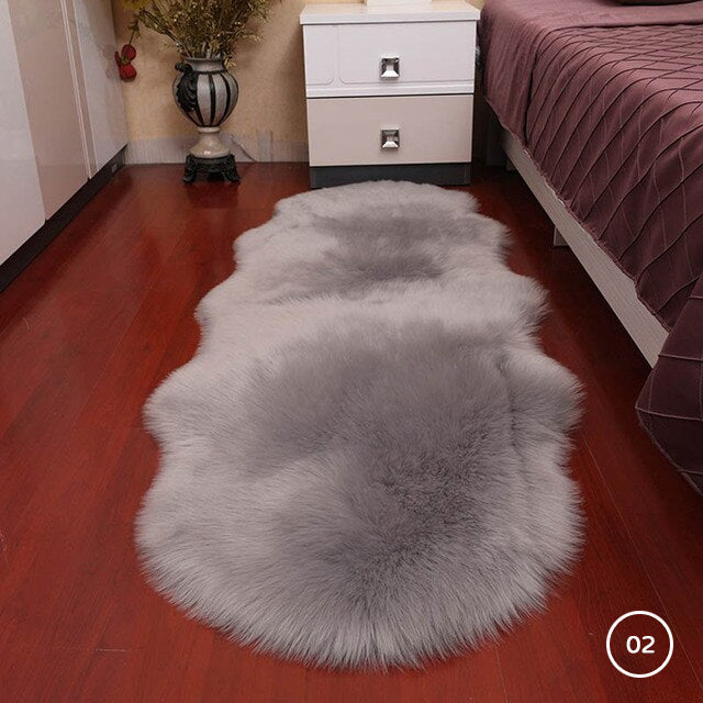 Soft Plush Faux Fur Sheepskin Rug Bedroom Bedside Carpet Fluffy Mat For Dressing Room Hotel Room Fashionable Cosy Warm Winter Home Decor