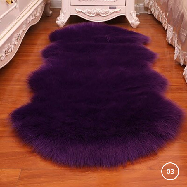 Soft Plush Faux Fur Sheepskin Rug Bedroom Bedside Carpet Fluffy Mat For Dressing Room Hotel Room Fashionable Cosy Warm Winter Home Decor