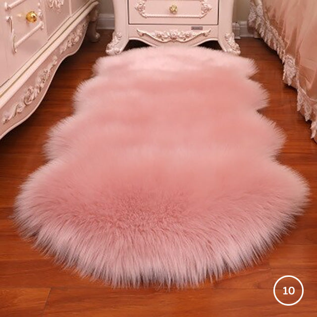 Soft Plush Faux Fur Sheepskin Rug Bedroom Bedside Carpet Fluffy Mat For Dressing Room Hotel Room Fashionable Cosy Warm Winter Home Decor