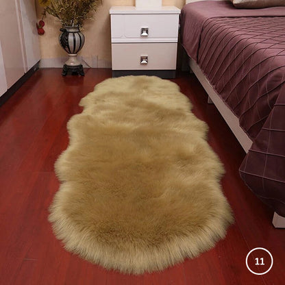 Soft Plush Faux Fur Sheepskin Rug Bedroom Bedside Carpet Fluffy Mat For Dressing Room Hotel Room Fashionable Cosy Warm Winter Home Decor