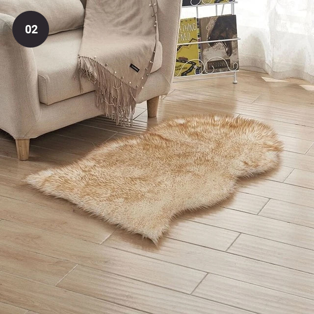 Soft White Artificial Sheepskin Rug For Living Room Thick Pile Shaggy Fluffy Floor Mat For Bedroom Faux Fur Carpet Rug Pink White Black Gray Red Natural etc