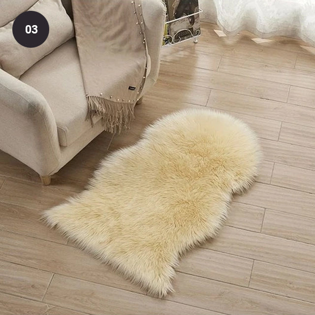 Soft White Artificial Sheepskin Rug For Living Room Thick Pile Shaggy Fluffy Floor Mat For Bedroom Faux Fur Carpet Rug Pink White Black Gray Red Natural etc