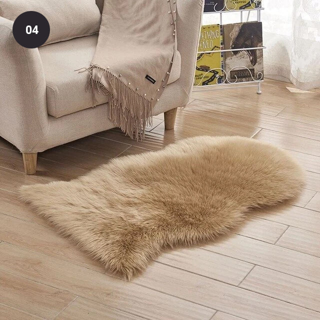 Soft White Artificial Sheepskin Rug For Living Room Thick Pile Shaggy Fluffy Floor Mat For Bedroom Faux Fur Carpet Rug Pink White Black Gray Red Natural etc