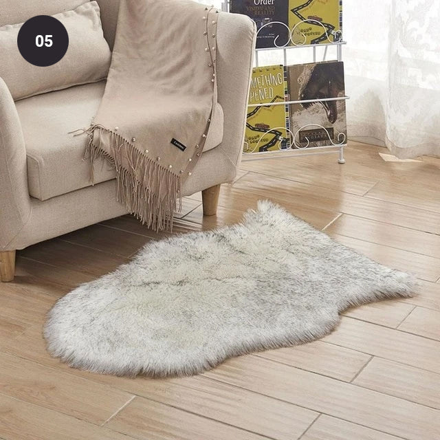 Soft White Artificial Sheepskin Rug For Living Room Thick Pile Shaggy Fluffy Floor Mat For Bedroom Faux Fur Carpet Rug Pink White Black Gray Red Natural etc