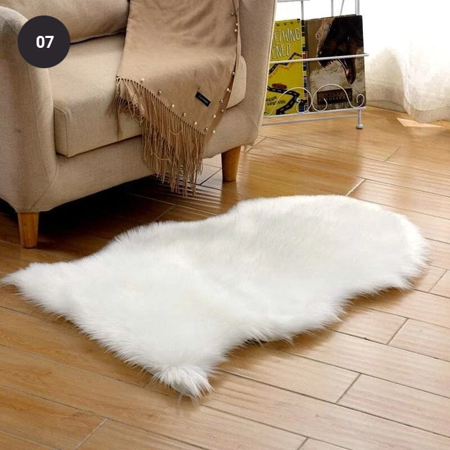 Soft White Artificial Sheepskin Rug For Living Room Thick Pile Shaggy Fluffy Floor Mat For Bedroom Faux Fur Carpet Rug Pink White Black Gray Red Natural etc