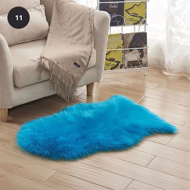Soft White Artificial Sheepskin Rug For Living Room Thick Pile Shaggy Fluffy Floor Mat For Bedroom Faux Fur Carpet Rug Pink White Black Gray Red Natural etc