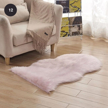 Soft White Artificial Sheepskin Rug For Living Room Thick Pile Shaggy Fluffy Floor Mat For Bedroom Faux Fur Carpet Rug Pink White Black Gray Red Natural etc