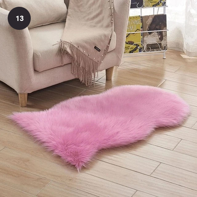 Soft White Artificial Sheepskin Rug For Living Room Thick Pile Shaggy Fluffy Floor Mat For Bedroom Faux Fur Carpet Rug Pink White Black Gray Red Natural etc