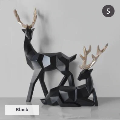Solid Geometric Nordic Deer Statues Stylish Abstract Ornamental Resin Craft Modern Abstract Decorations For Home Living Room Office Decor