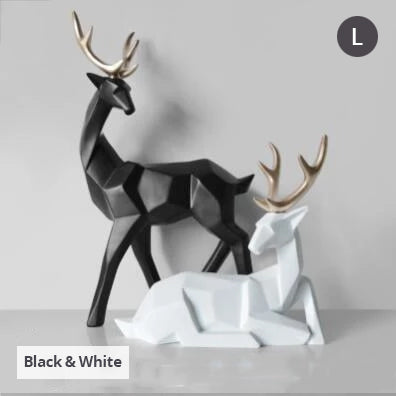 Solid Geometric Nordic Deer Statues Stylish Abstract Ornamental Resin Craft Modern Abstract Decorations For Home Living Room Office Decor