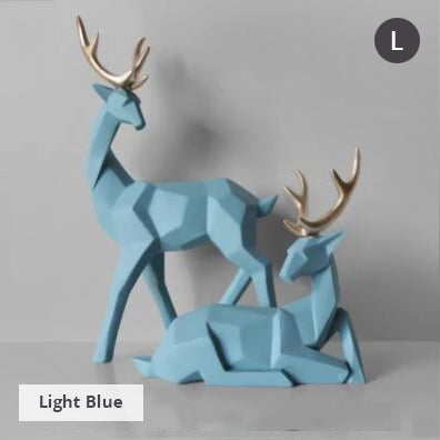 Solid Geometric Nordic Deer Statues Stylish Abstract Ornamental Resin Craft Modern Abstract Decorations For Home Living Room Office Decor