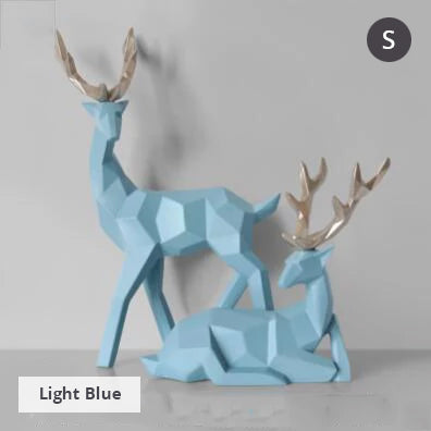 Solid Geometric Nordic Deer Statues Stylish Abstract Ornamental Resin Craft Modern Abstract Decorations For Home Living Room Office Decor