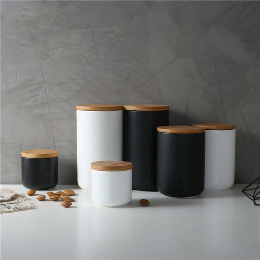 Stylish Nordic Minimalist Sealed Ceramic Storage Jars For Tea Coffee Spices etc Containers With Lids For Kitchen Foodstuffs Tea Caddy