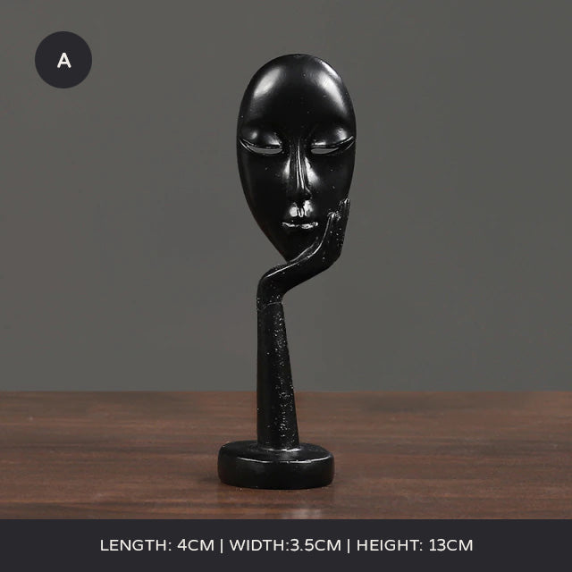 Arty Abstract Thinker Statues Resin Sculptures Ornamental Figurines Delightful Decoration Living Room Mantelpiece Ornaments In Black Gold & White