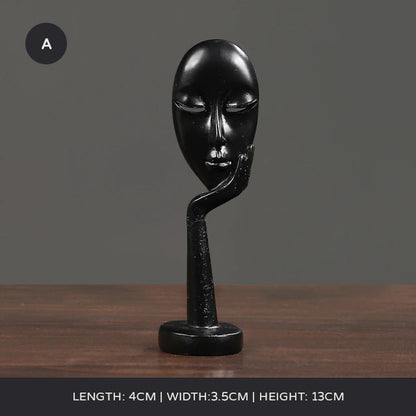Arty Abstract Thinker Statues Resin Sculptures Ornamental Figurines Delightful Decoration Living Room Mantelpiece Ornaments In Black Gold & White