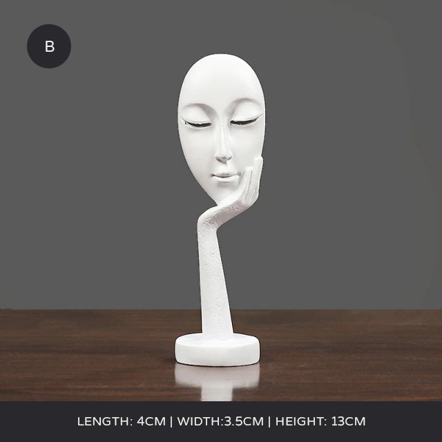 Arty Abstract Thinker Statues Resin Sculptures Ornamental Figurines Delightful Decoration Living Room Mantelpiece Ornaments In Black Gold & White