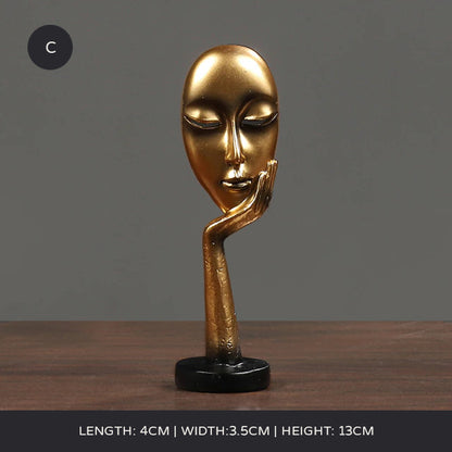 Arty Abstract Thinker Statues Resin Sculptures Ornamental Figurines Delightful Decoration Living Room Mantelpiece Ornaments In Black Gold & White