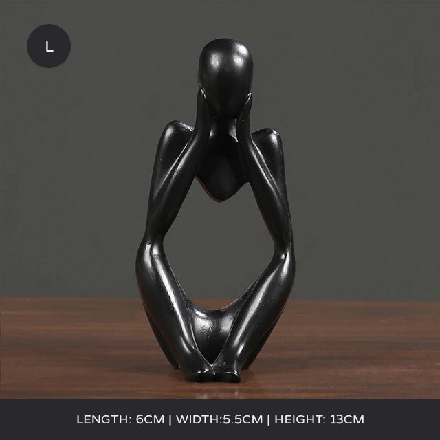 Arty Abstract Thinker Statues Resin Sculptures Ornamental Figurines Delightful Decoration Living Room Mantelpiece Ornaments In Black Gold & White