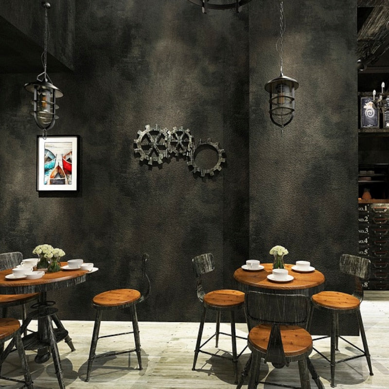 Black Urban Concrete Wall Printed Vinyl Wallpaper Industrial Textured Concrete Effect PVC Wall Covering Wall Paper For Home Office Kitchen Bar Restaurant