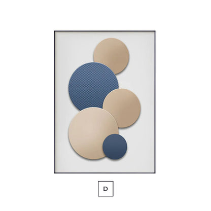 White Blue Beige Spherical Formations Modern Abstract Wall Art Fine Art Canvas Prints Minimalist Pictures For Luxury Bedroom Living Room Home Office Decor