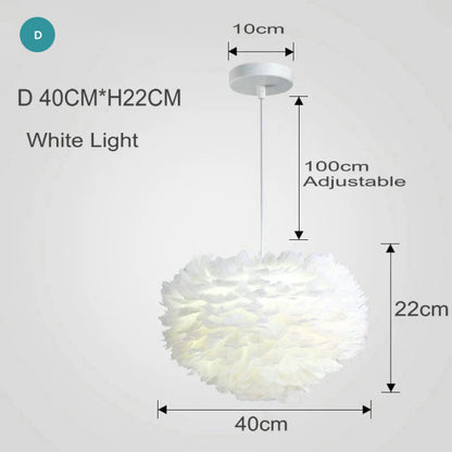 White Feather Lamp For Bedroom Stylish Modern Design Hanging LED Lamp For Kid's Bedroom Baby's Room Fluffy Pendant Light For Stylish Home Decoration