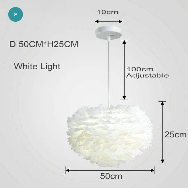 White Feather Lamp For Bedroom Stylish Modern Design Hanging LED Lamp For Kid's Bedroom Baby's Room Fluffy Pendant Light For Stylish Home Decoration