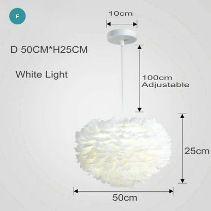 White Feather Lamp For Bedroom Stylish Modern Design Hanging LED Lamp For Kid's Bedroom Baby's Room Fluffy Pendant Light For Stylish Home Decoration