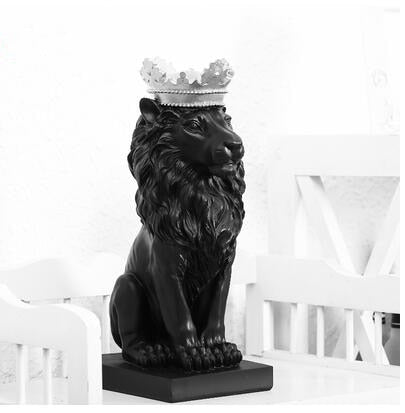 Handsome King Lion Figurine Resin Statue Mantelpiece Decor Desktop Stately Regal Mascot Nordic Style Decor Mantelpiece Ornaments