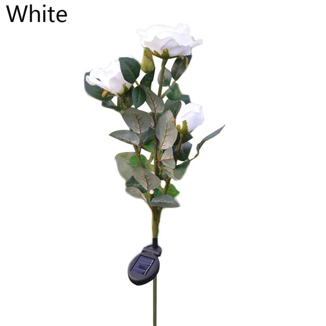 Solar Powered LED Rose Light Outdoor Waterproof Lighting Disguised As A Rose LED Garden Lights For Your Flowerbed