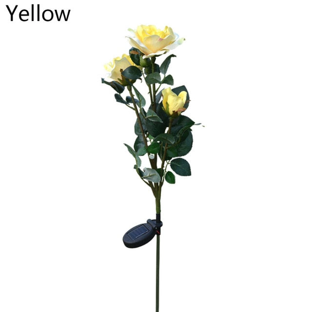Solar Powered LED Rose Light Outdoor Waterproof Lighting Disguised As A Rose LED Garden Lights For Your Flowerbed
