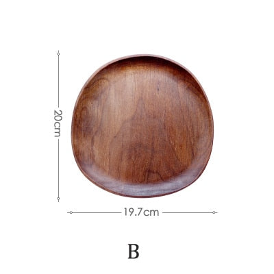 Natural Solid Wood Fruit Plates Abstract Oval Shape Dinner Dessert Wooden Tableware Cake Dish Wood Fruit Bowl Snack Trays