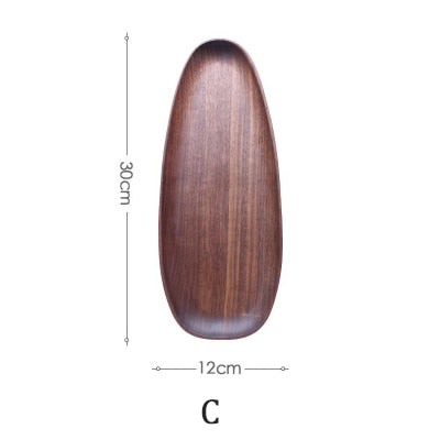 Natural Solid Wood Fruit Plates Abstract Oval Shape Dinner Dessert Wooden Tableware Cake Dish Wood Fruit Bowl Snack Trays