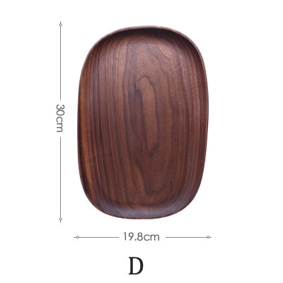 Natural Solid Wood Fruit Plates Abstract Oval Shape Dinner Dessert Wooden Tableware Cake Dish Wood Fruit Bowl Snack Trays