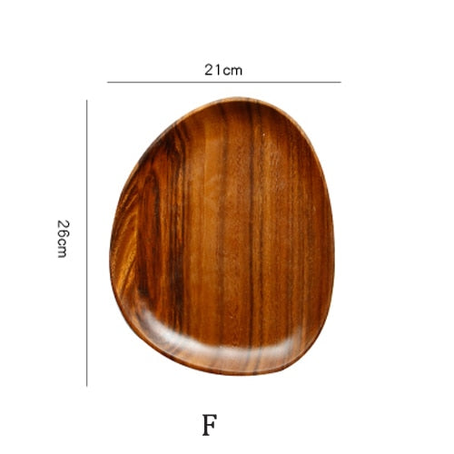 Natural Solid Wood Fruit Plates Abstract Oval Shape Dinner Dessert Wooden Tableware Cake Dish Wood Fruit Bowl Snack Trays