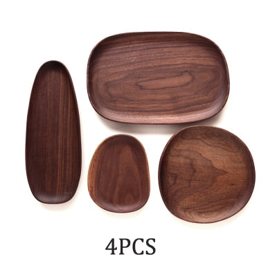Natural Solid Wood Fruit Plates Abstract Oval Shape Dinner Dessert Wooden Tableware Cake Dish Wood Fruit Bowl Snack Trays