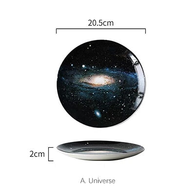 Mysterious Skies Solar System Galaxy Dinner Plates Ceramic Tableware Handcrafted By Artisans Perfect Gift For Sci-Fi Fans